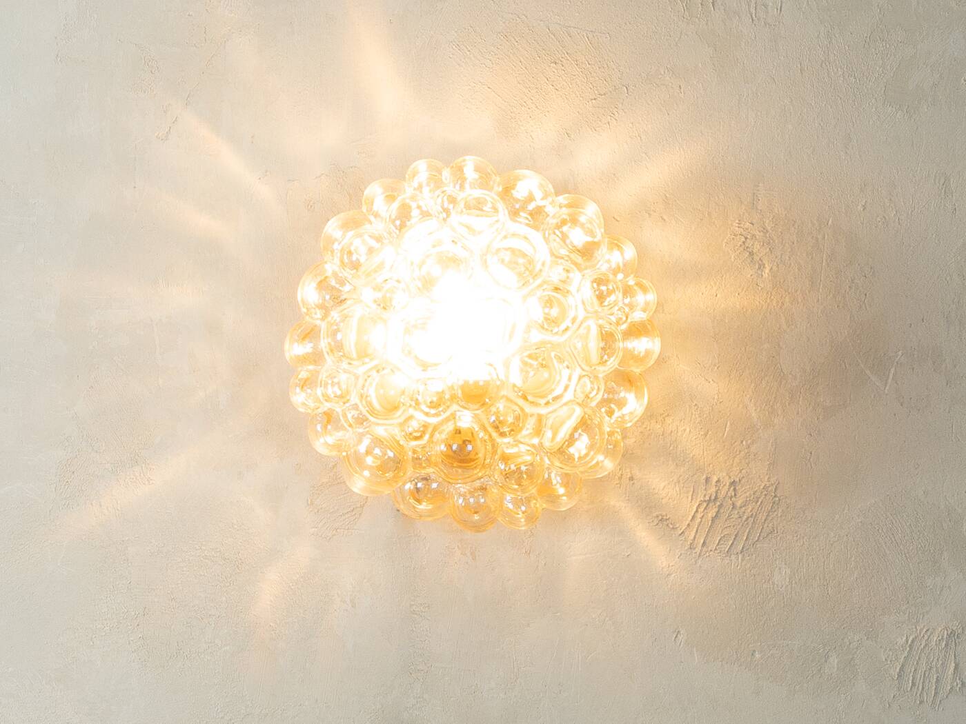 Doria Leuchten wall or ceiling lamp, Space Age design, bubble glass, 1970s