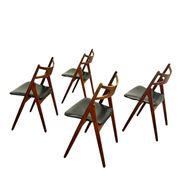 4x Teak Dining Chairs Hans J. Wegner CH29 Sawbuck
