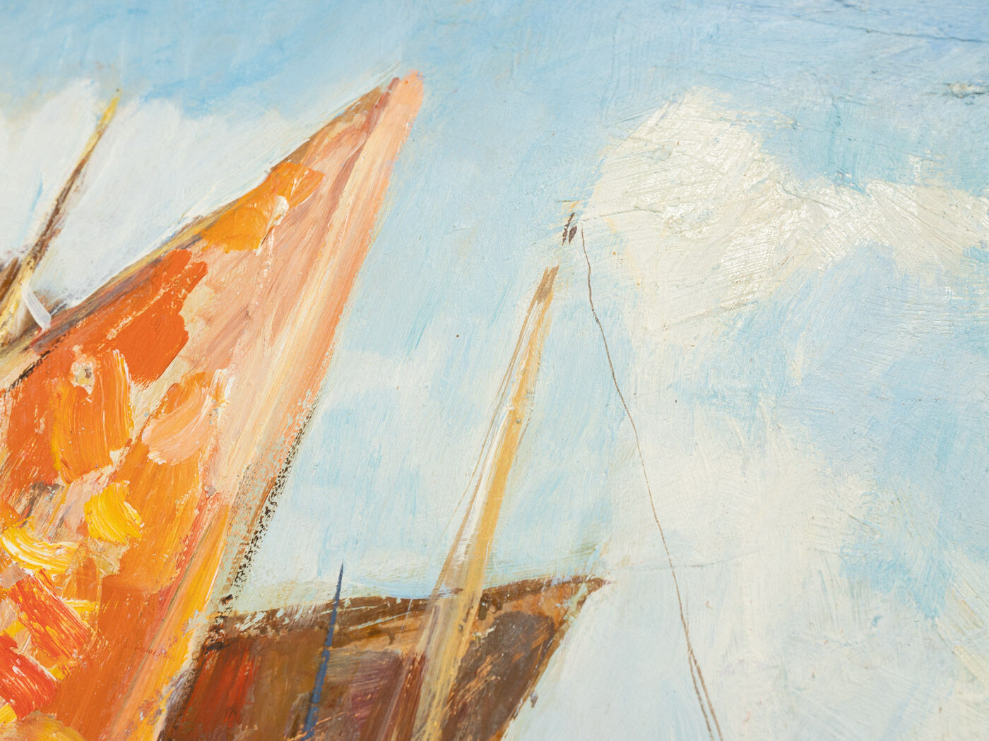 Fishing Boats in Venice, Oil on Plate, 56 x 65 cm