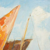 Fishing Boats in Venice, Oil on Plate, 56 x 65 cm