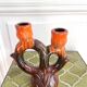 1960s ceramic two-branch candlestick chandelier