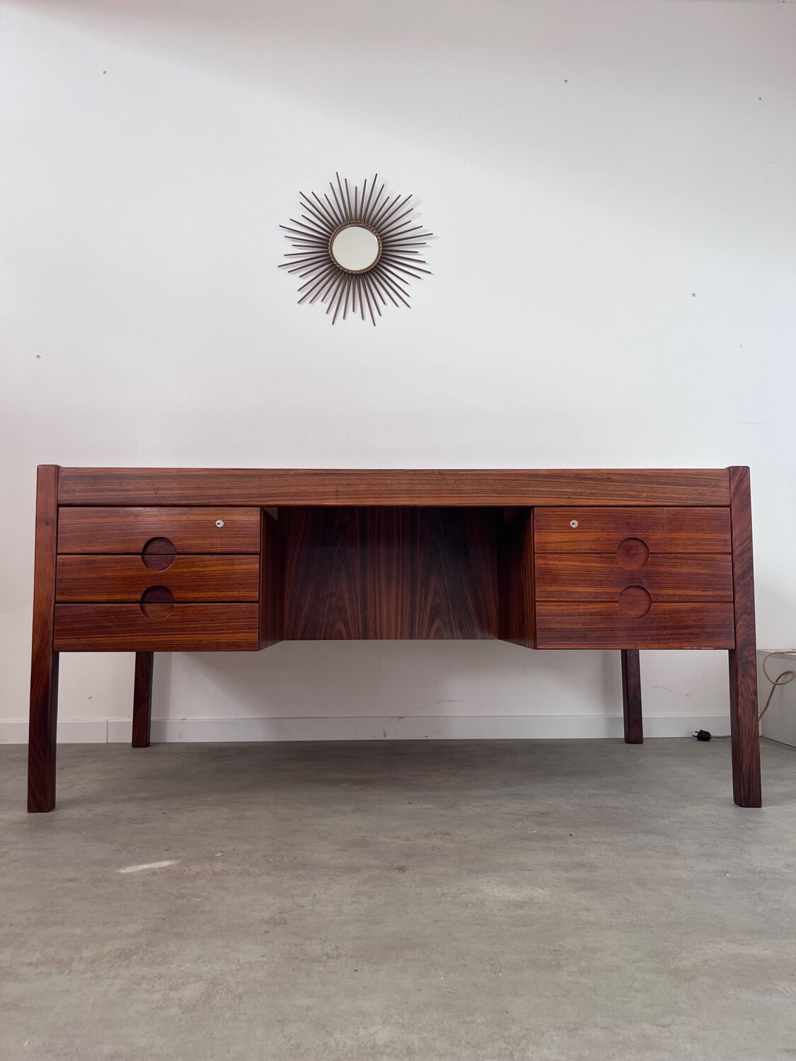 Old Danish Scandinavian desk in rosewood veneer designed by Christian Linneberg