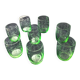 8 Verres à eau forme gobelet en verre vert  Décor gravé