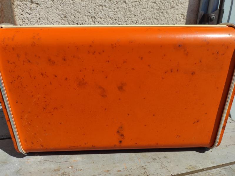 vintage orange bread hutch 70s