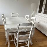 Table de salle à manger et 6 chaises en chêne cérusé