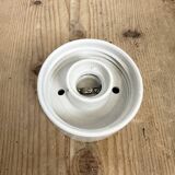Vintage white porcelain ceiling light with striped glass, 1970s