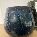 Pair of vintage flowerpots in bubbled glass paste