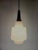 Scandinavian pendant light in opaline and teak, circa 1960.