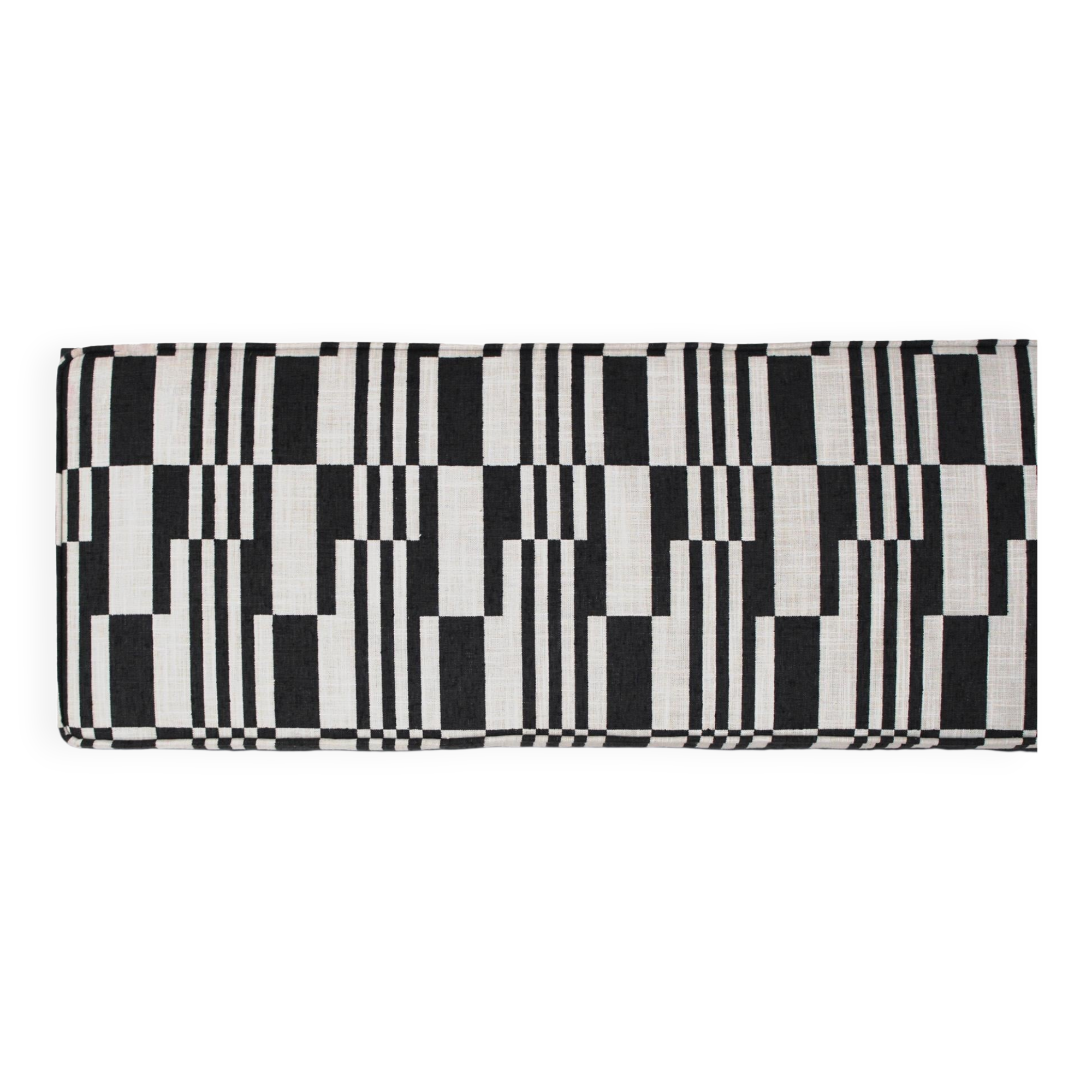 Modern Black Lacquered Iron and Patterned Fabric, 1970s Italian Stool