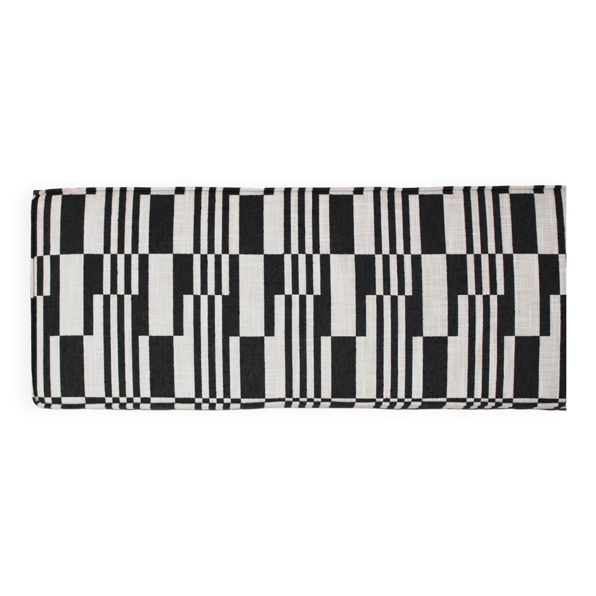 Modern Black Lacquered Iron and Patterned Fabric, 1970s Italian Stool