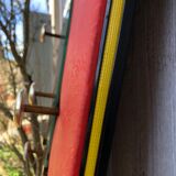 Coat rack red 1950 mirror free-form brass hooks