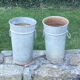 Pair of old galvanized florist pots for the garden