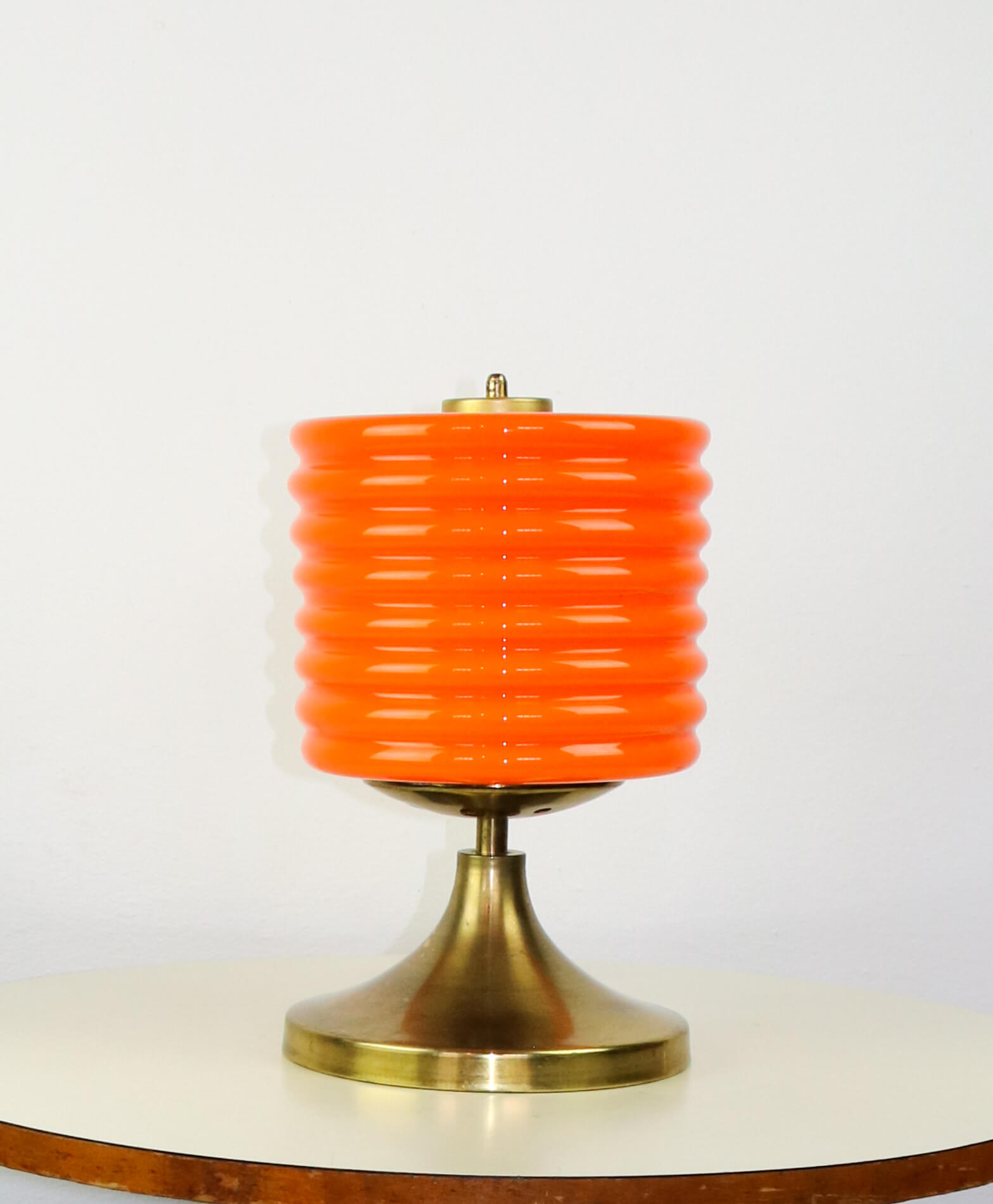 Mid-century orange glass table lamp