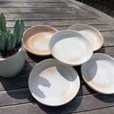 5 vintage light stoneware bowls, Marais stoneware