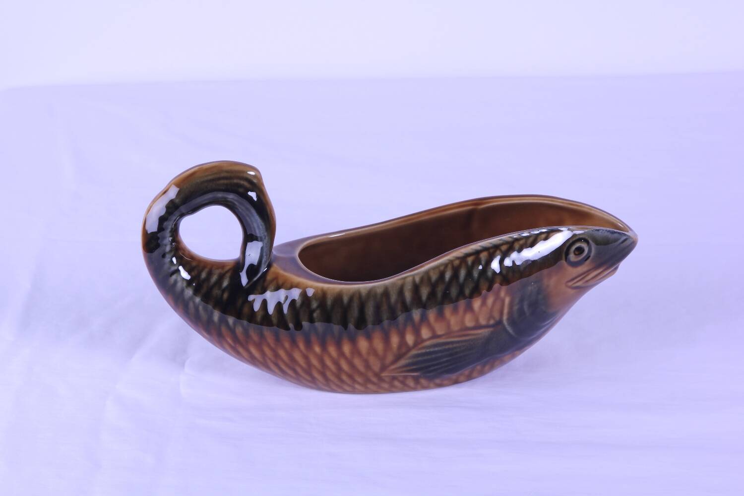 Sarreguemines fish-shaped sauceboat