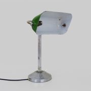 NIAM desk lamp with articulated head, dark green color and chrome. Art Deco