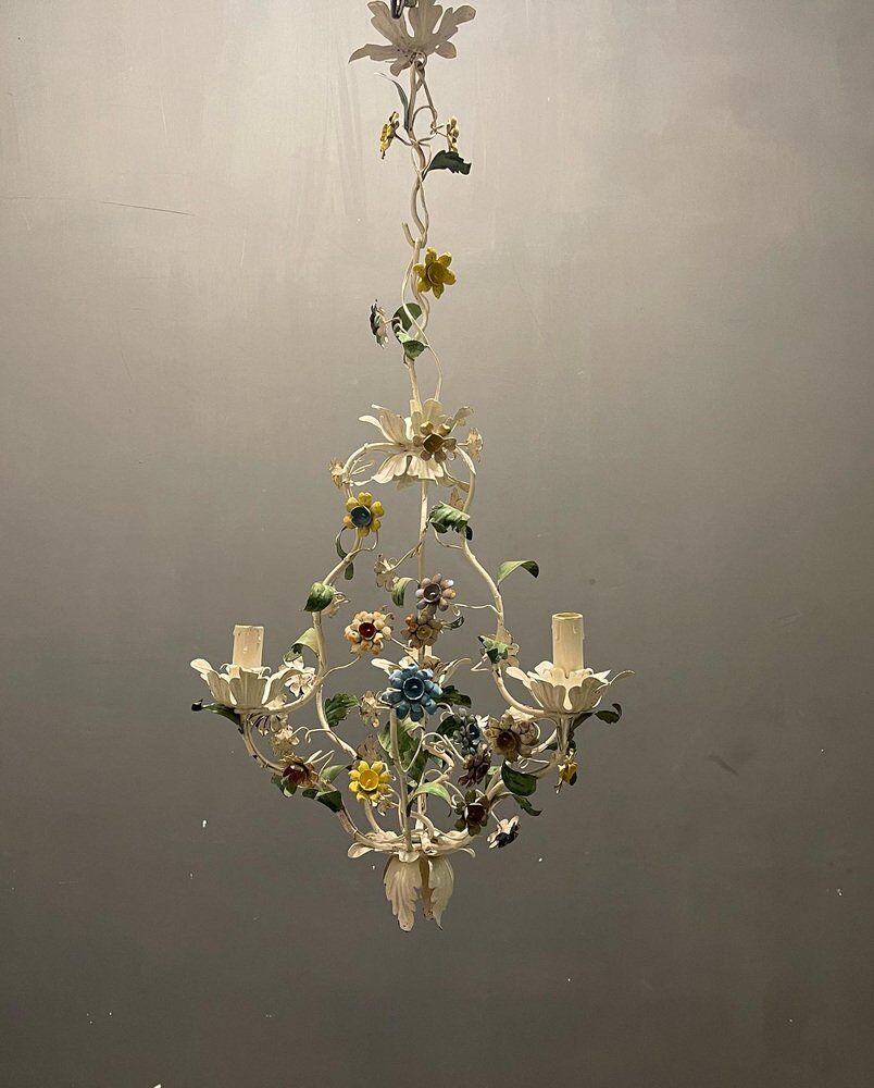 Lustre italien Tole Flower années 1960