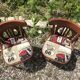 Pair of vintage bentwood chair + route 66 fabric seat
