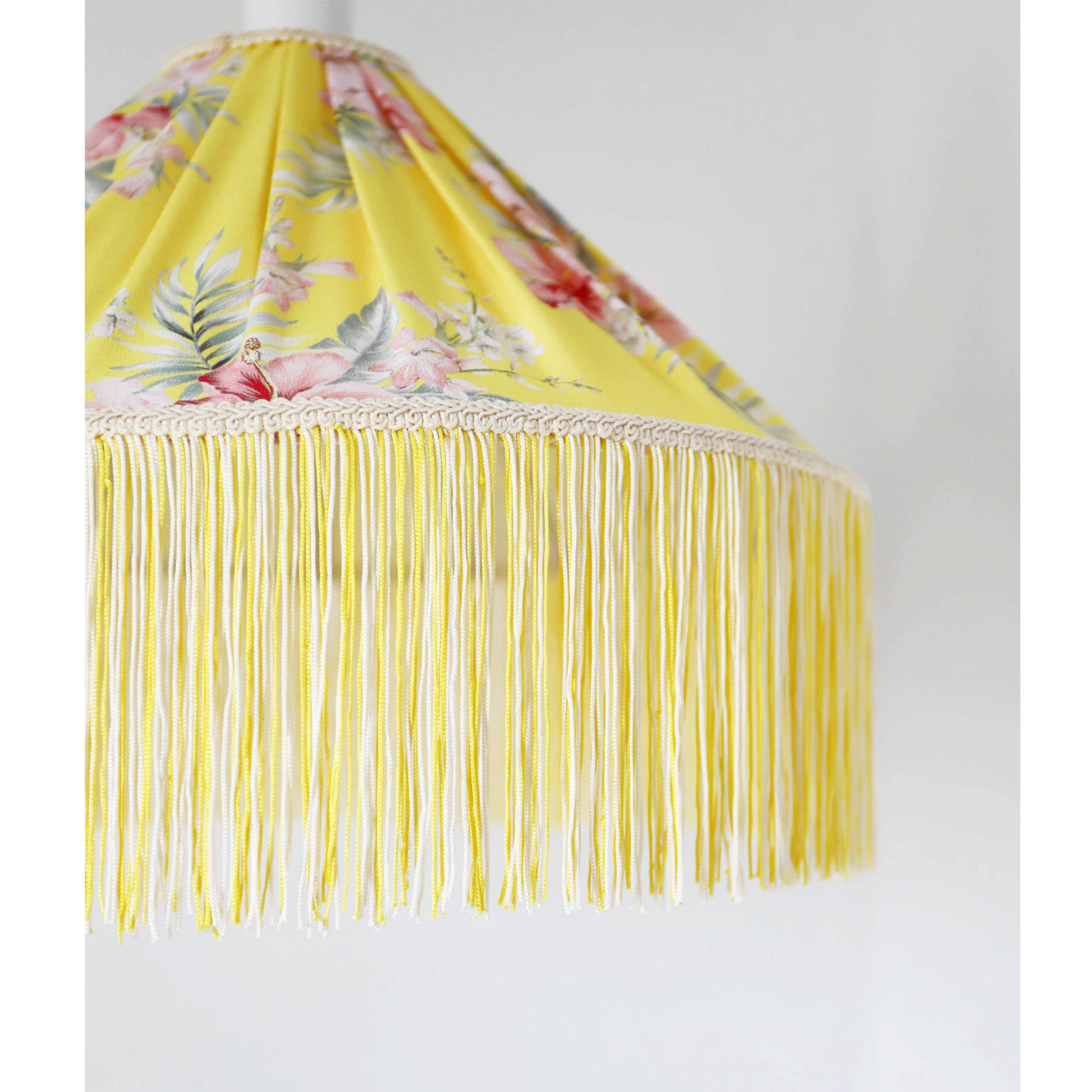 Vintage flared pendant light printed with fringes