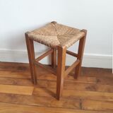 Wooden and straw stool