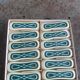 Set of 12 knife holders in green and beige glazed ceramic, slip,