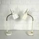 Pair of BJS desk lamps in white lacquered steel and brass – Sweden 1960s