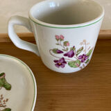 Tasse Violettes tisanière / théïère Pillivuyt complète