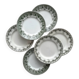 6 mismatched ironstone flat plates Murier Violetta