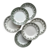 6 mismatched ironstone flat plates Murier Violetta