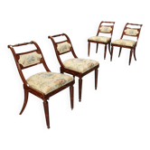 Chaises victoriennes anciennes en acajou et tissu, Royaume-Uni, XIXe siècle