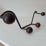 Vintage wall coat rack with balls from the 60s
