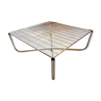 Table basse acier plateau grille vintage