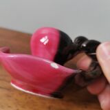 Slip ceramic candle holder signed vallauris