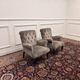 Set of Chesterfield armchairs velvet pattern grey