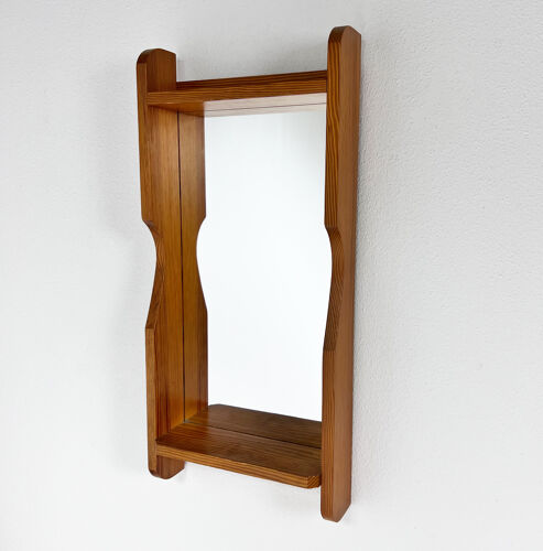 Mid Century Scandinavian Pinewood Mirror, 1970s