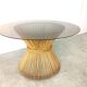 Vintage bamboo and smoked glass dining table, 1980s