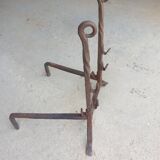 Large pair of twisted andirons with buckle - 19th century