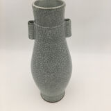 Vase gris forme HU céramique craquelée Chine