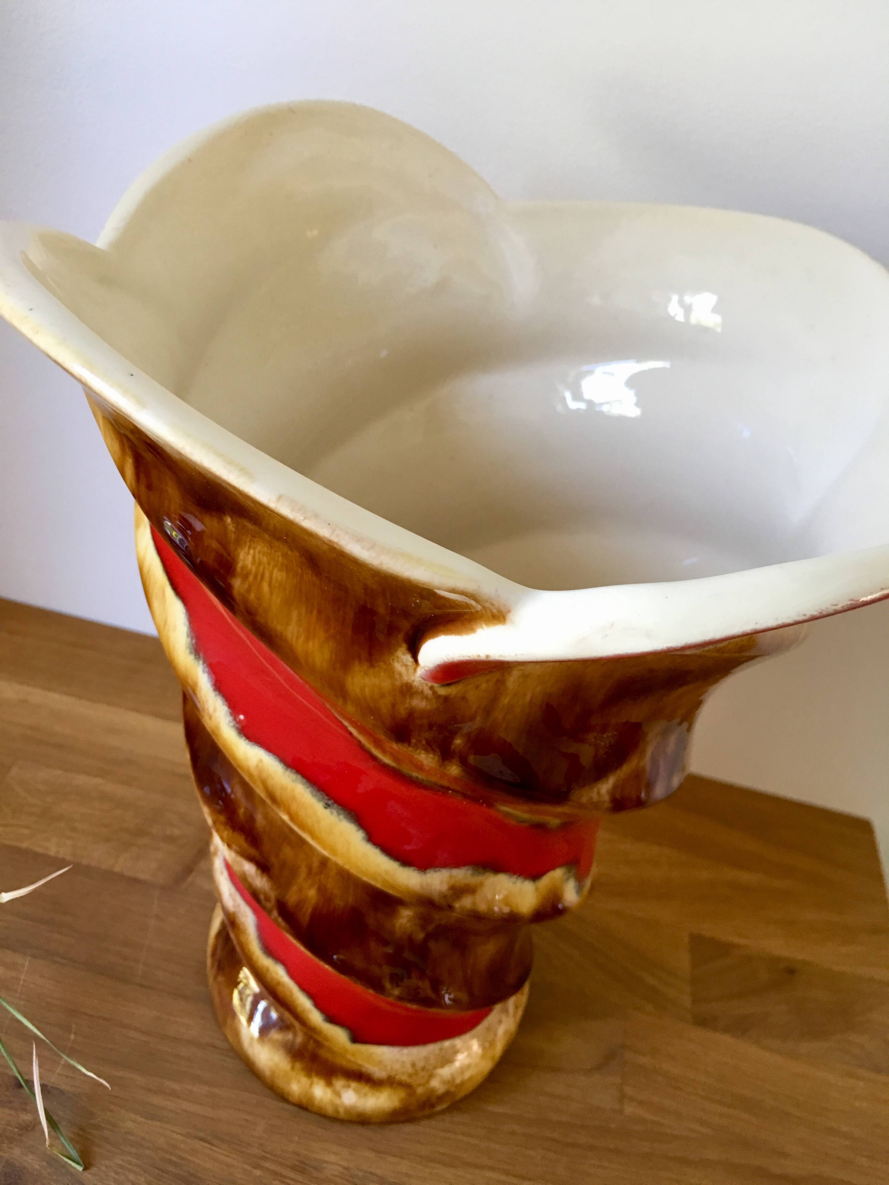 Grand vase en céramique emaillée signé baudin