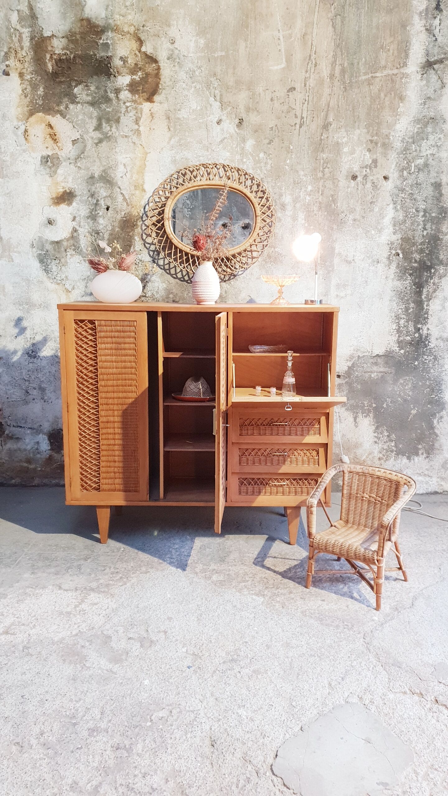 Rattan cabinet cabinet