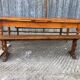 Antique farmhouse table in solid cherry wood with its 2 benches