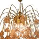 Vintage chandelier rain gold with handmade Murano glass pink flowers.