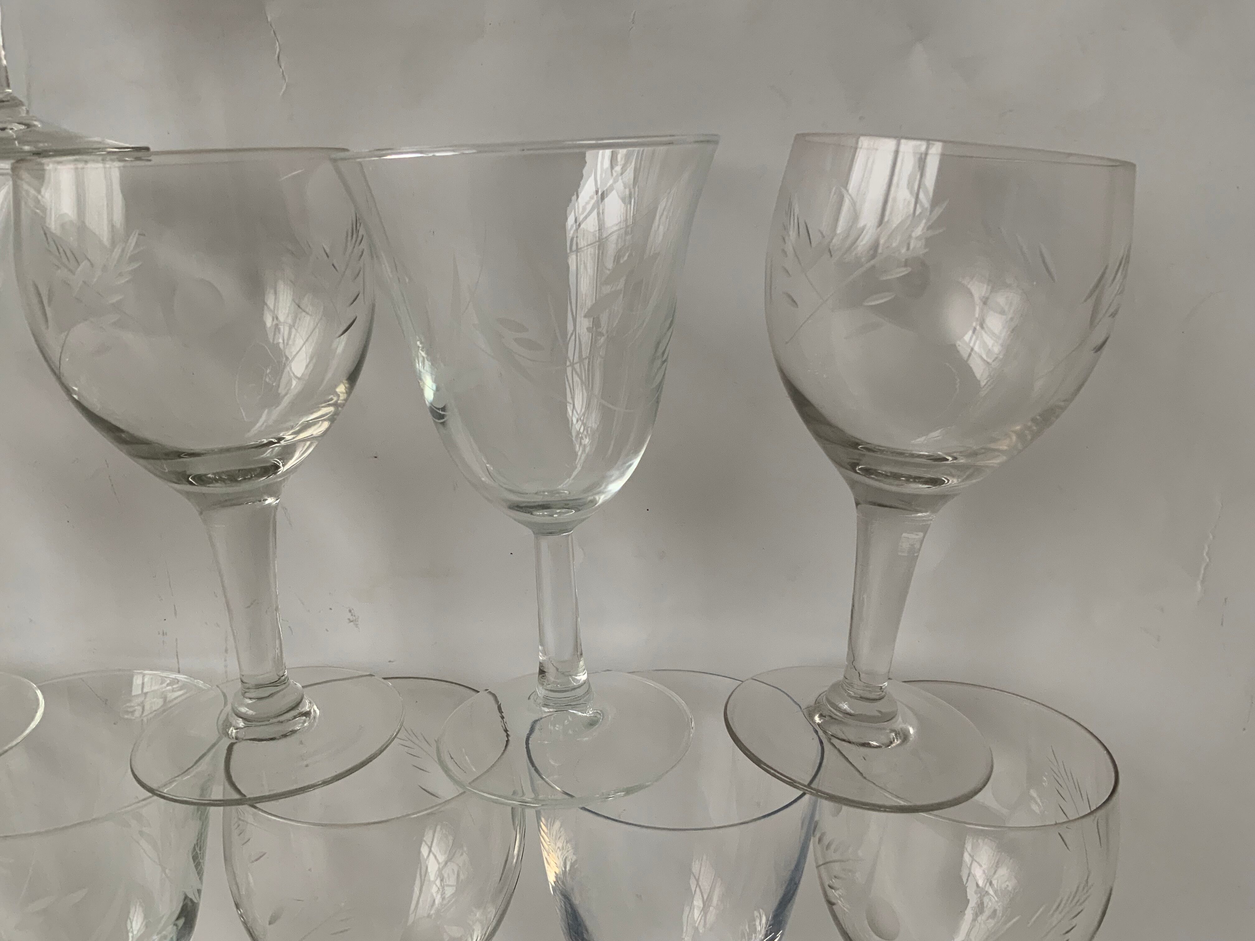 14 antique stemmed glasses