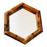 Miroir hexagonal vintage bambou