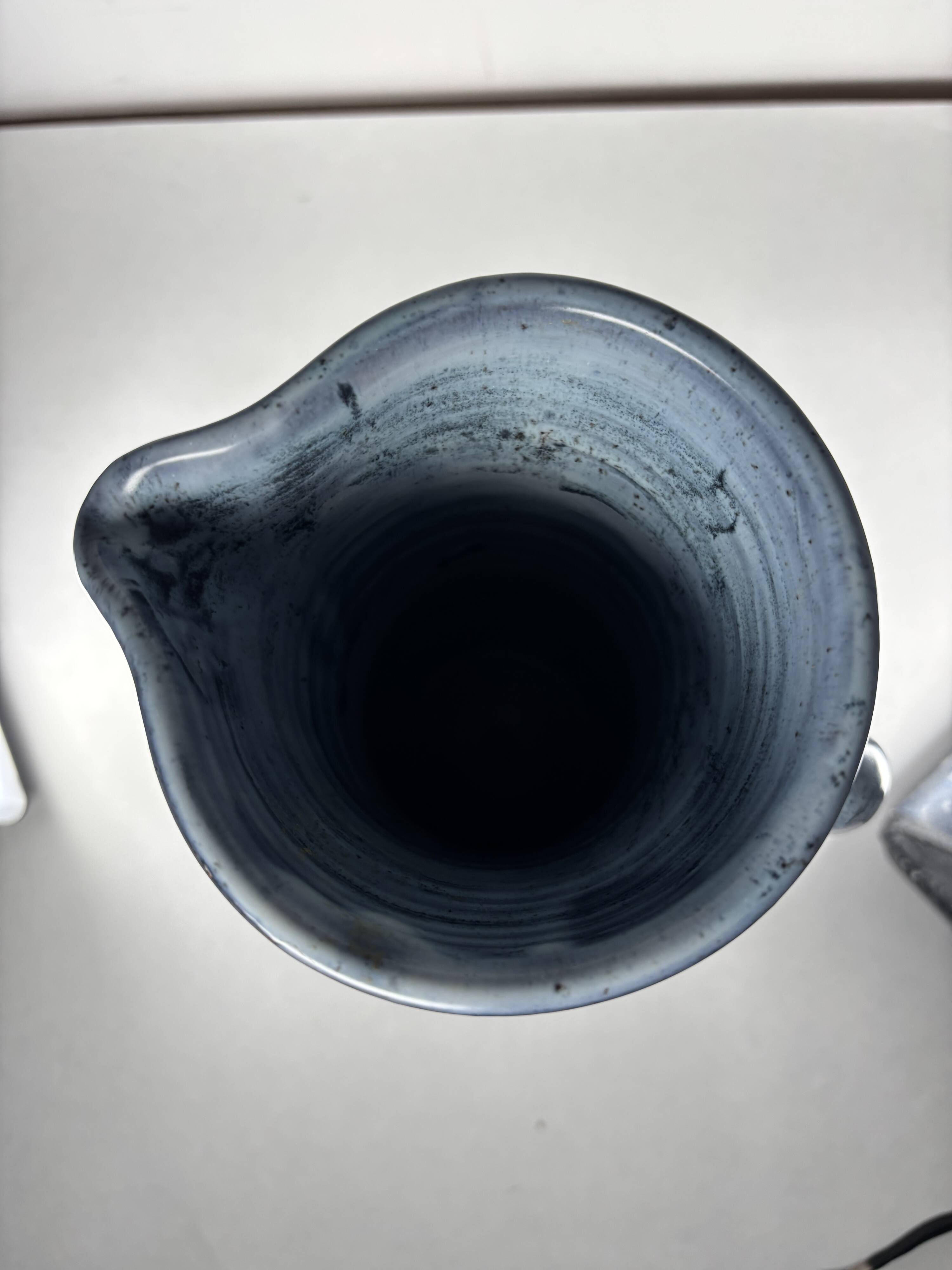 Blue ceramic pitcher Jacques Pouchain Dieulefit France 1960