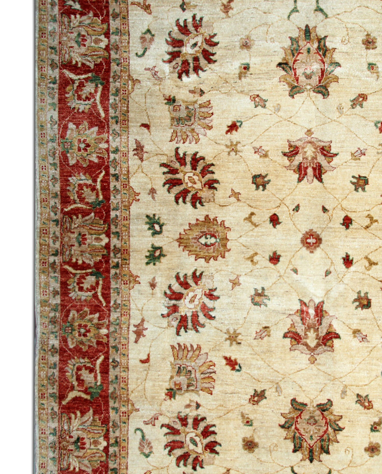 Handwoven cream wool ziegler rug traditional afghan carpet 198x249cm