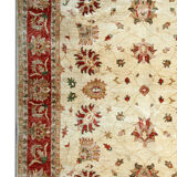 Handwoven cream wool ziegler rug traditional afghan carpet 198x249cm