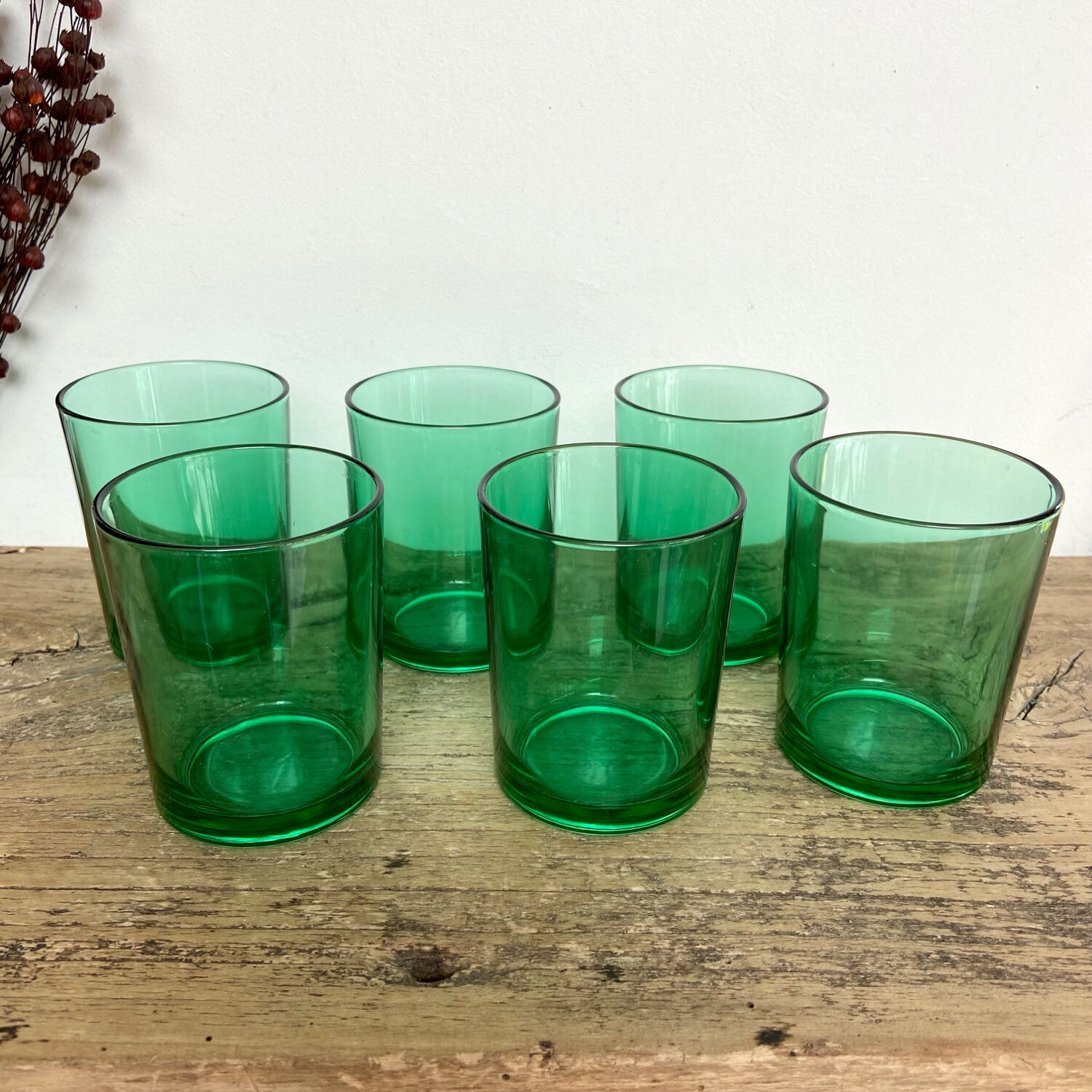 6 vintage glasses "Huile Lesieur"