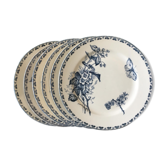 Set of 6 plates Sarreguemines "terre de fer" model Carmen