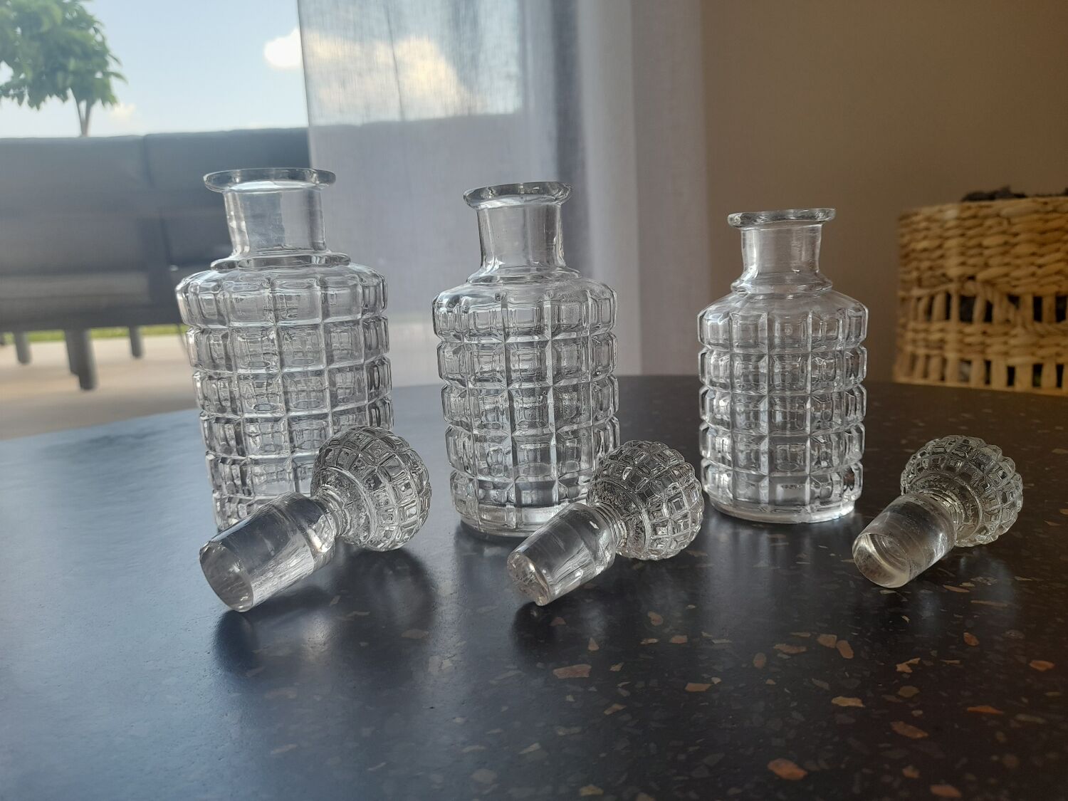Textured glass perfume bottles